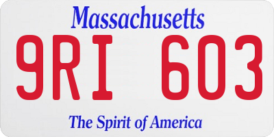 MA license plate 9RI603