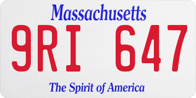 MA license plate 9RI647
