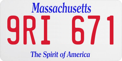MA license plate 9RI671