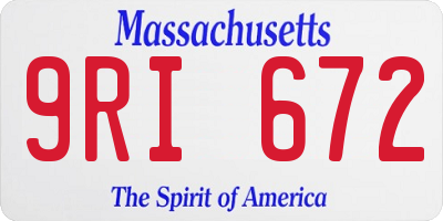 MA license plate 9RI672