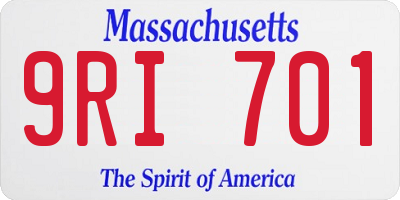 MA license plate 9RI701