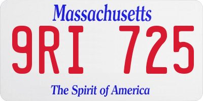 MA license plate 9RI725