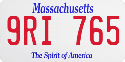 MA license plate 9RI765