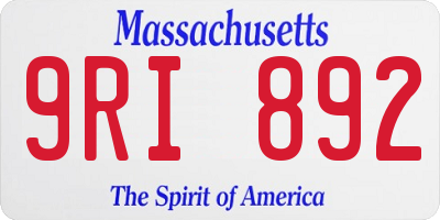 MA license plate 9RI892