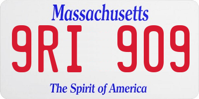 MA license plate 9RI909