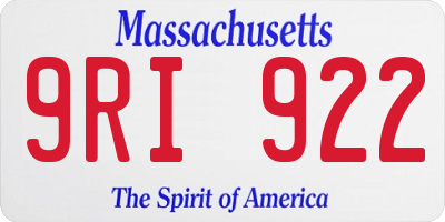 MA license plate 9RI922