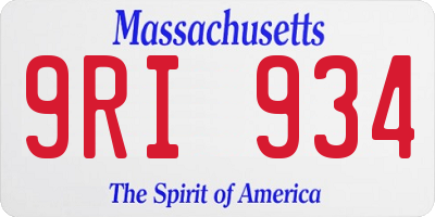 MA license plate 9RI934