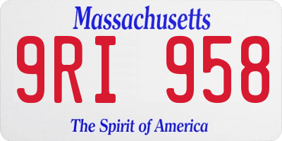 MA license plate 9RI958