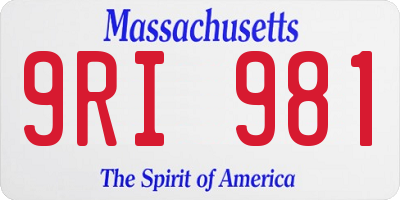 MA license plate 9RI981