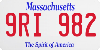 MA license plate 9RI982