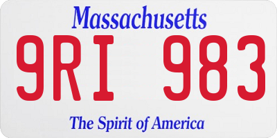 MA license plate 9RI983