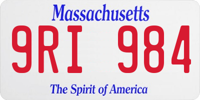 MA license plate 9RI984