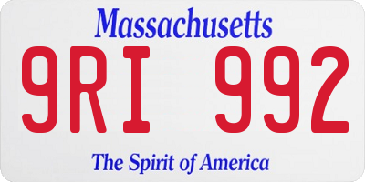 MA license plate 9RI992