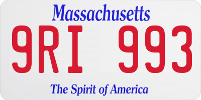 MA license plate 9RI993
