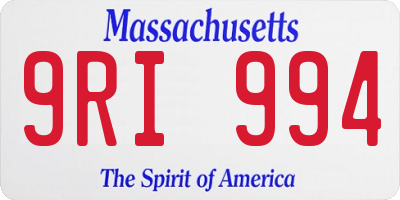 MA license plate 9RI994