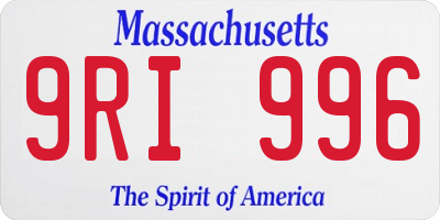 MA license plate 9RI996