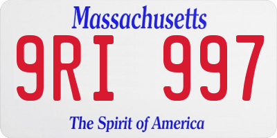 MA license plate 9RI997