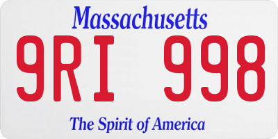 MA license plate 9RI998