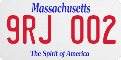 MA license plate 9RJ002