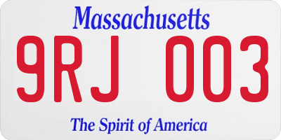 MA license plate 9RJ003