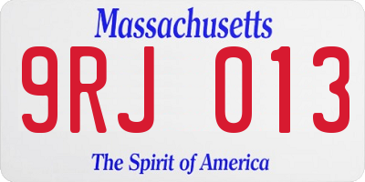 MA license plate 9RJ013
