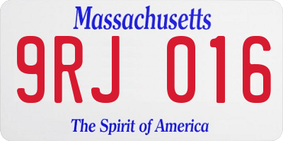 MA license plate 9RJ016