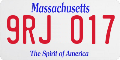 MA license plate 9RJ017