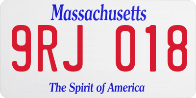 MA license plate 9RJ018