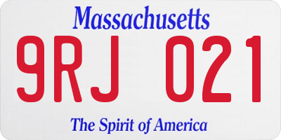 MA license plate 9RJ021