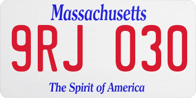 MA license plate 9RJ030