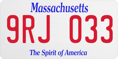 MA license plate 9RJ033