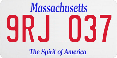 MA license plate 9RJ037