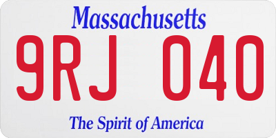 MA license plate 9RJ040