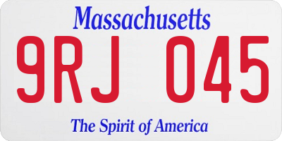 MA license plate 9RJ045