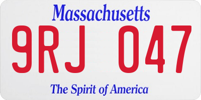 MA license plate 9RJ047