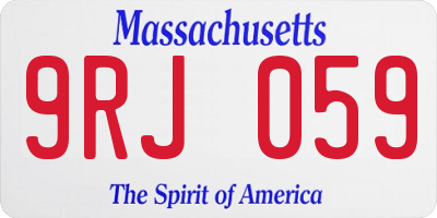 MA license plate 9RJ059