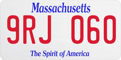 MA license plate 9RJ060