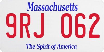 MA license plate 9RJ062