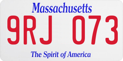 MA license plate 9RJ073