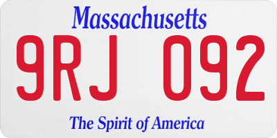MA license plate 9RJ092