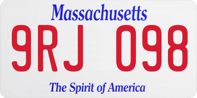 MA license plate 9RJ098