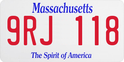 MA license plate 9RJ118