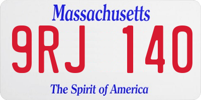 MA license plate 9RJ140