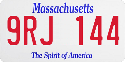 MA license plate 9RJ144