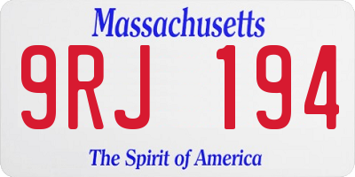 MA license plate 9RJ194