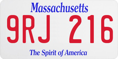 MA license plate 9RJ216