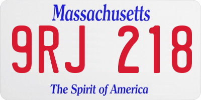 MA license plate 9RJ218