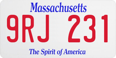 MA license plate 9RJ231