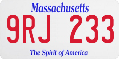 MA license plate 9RJ233