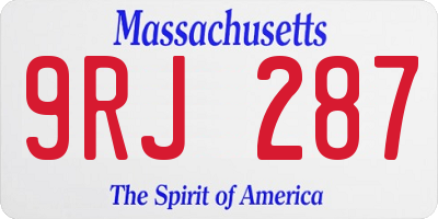 MA license plate 9RJ287